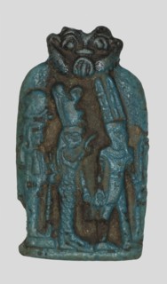 Amulet of the Theban Triad, Amun, Mut, and Khonsu, Late Period, Dynasty 26–31 (664–332 BC),