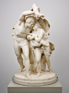 Flight from Pompeii, 1873, Giovanni Maria Benzoni, Italian, 1809-1873, Rome, Marble, Appro×. 115.6