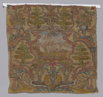 Chair Seat, 17th century, France, Hemp, plain weave, embroidered with silk in cross and tent
