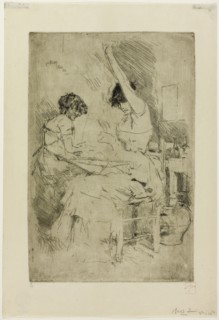 Bead Stringers, Venice, 1886, Robert Frederick Blum, American, 1857-1903, United States, Etching on