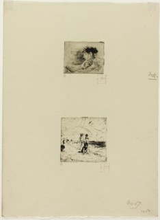 Girl Reading, 1883, Robert Frederick Blum, American, 1857-1903, United States, Etching on cream