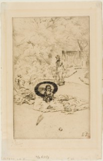 A Children’s Garden Party, 1880, James Tissot, French, 1836-1902, France, Drypoint on cream laid