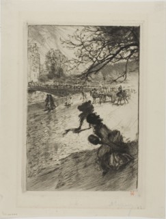 Showers, 1890, Louis Auguste Lepère, French, 1849-1918, France, Drypoint on cream laid paper, 219 ×