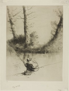 Pole Fisherman, 1878, Alphonse Legros, French, 1837-1911, France, Etching, drypoint and plate tone
