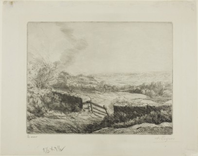 The Meadow Gate, c. 1885, Alphonse Legros, French, 1837-1911, France, Etching and drypoint on ivory