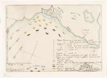 Plan of the Battle of Sinope, 1853, Charles Meryon (French, 1821-1868), printed by Auguste Delâtre
