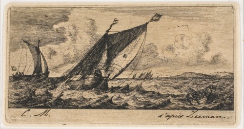 Haarlem Boats in Amsterdam, 1850, Charles Meryon (French, 1821-1868), after Reinier Nooms (Dutch, c
