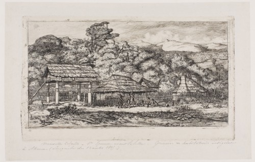 Native Barns and Huts at Akaroa, Banks’ Peninsula, 1845, 1865, Charles Meryon, French, 1821-1868,