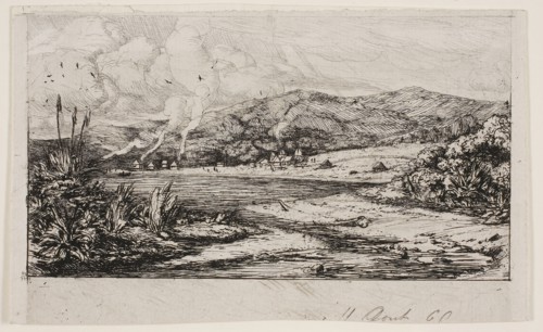 The Little French Colony at Akaroa, 1845, 1865, Charles Meryon, French, 1821-1868, France, Etching