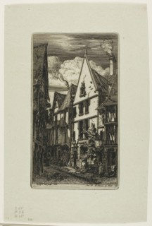 Rue des Toiles, Bourges, 1853, Charles Meryon, French, 1821-1868, France, Etching and drypoint on