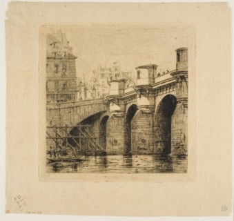 Pont-Neuf, Paris, 1853, Charles Meryon, French, 1821-1868, France, Etching on tan laid chine, 183 ×