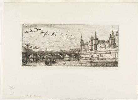 Pont-au-Change, Paris, 1854, Charles Meryon, French, 1821-1868, France, Etching on ivory chine,