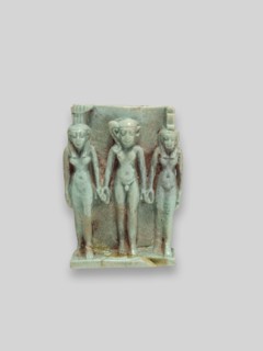 Amulet of Nephthys, Horus the Child, and Isis, Late Period, Dynasty 26 (664–525 BC), Egyptian,