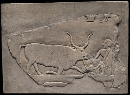 Wall Fragment from a Tomb Depicting a Herdsman, First Intermediate Period, Dynasties 9–10 (about