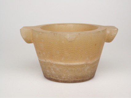 Mortar, Late Period, Dynasty 26, Saite Period (664–525 BC), Egyptian, Egypt, Calcite, 5.4 × 9.8 × 7