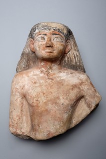 Bust of a Man, New Kingdom, Dynasty 18 (about 1550–1295 BC), Egyptian, Egypt, Stone and pigment, 45