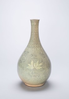 Bottle-Shaped Vase with Lotus Flowers and Stylized Scrolls, Goryeo dynasty (918–1392), 14th