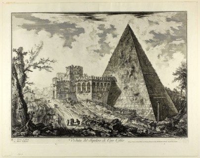 View of the Pyramidal Tomb of Cestius, from Views of Rome, 1750/59, Giovanni Battista Piranesi,