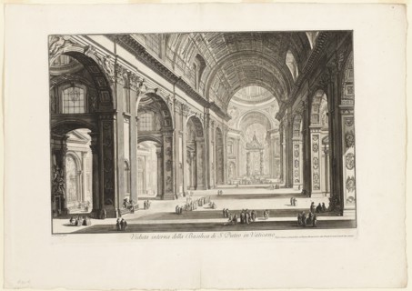 Interior view of St. Peter’s Basilica in the Vatican, from Views of Rome, 1748, Giovanni Battista