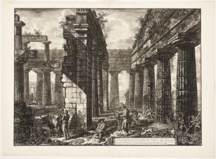 Interior view of the remains of one of the pronaoi of the Temple of Neptune which faces inland,