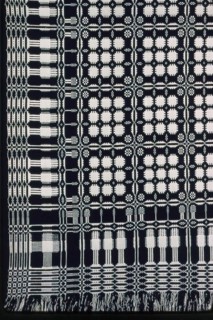 Coverlet, 1825/35, United States, Cotton and wool, plain weave double cloth, woven on loom with