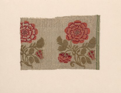 Fragment, 1650/1700, Italy, Silk, silvered-metal strip, and gilt-metal-strip-wrapped silk, plain