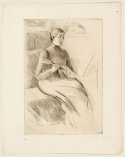 The Mandolin Player, c. 1889, Mary Cassatt, American, 1844-1926, United States, Etching on in warm