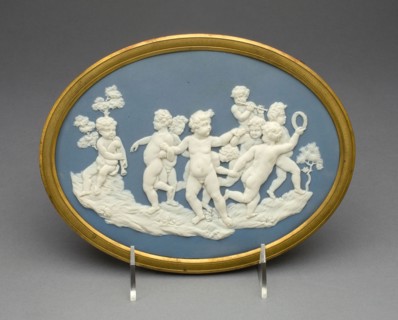 Plaque with Boys Playing, 1769/80, Wedgwood Manufactory, England, founded 1759, Burslem, Stoneware