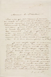 Charles Meryon Autographed Letter, March 24, 1854, Charles Meryon, French, 1821-1868, France, Brown