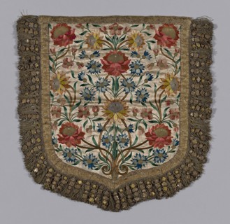Hood of a Cope, 19th century, Spain, Silk in satin weave, lining is recent, braid in pattern in