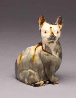 Cat, 1760/70, England, Staffordshire, Staffordshire, Lead-glazed earthenware (creamware), 11.3 x 7