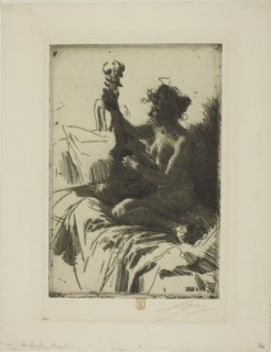 Souvenir or The Guitar, 1895, Anders Zorn, Swedish, 1860-1920, Sweden, Etching on ivory laid paper,
