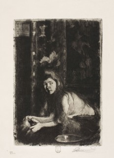 Woman with a Vase, 1894, Albert Besnard, French, 1849-1934, France, Etching and aquatint on white
