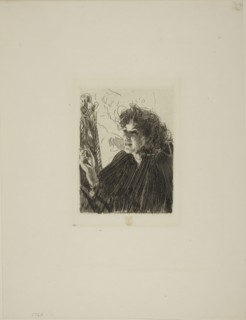 Girl with a Cigarette II, 1891, Anders Zorn, Swedish, 1860-1920, Sweden, Etching on ivory laid