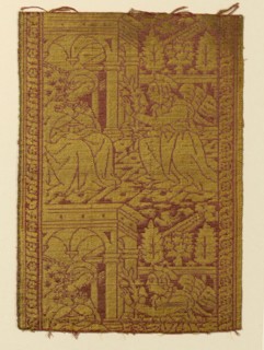 Fragment (From an Orphrey Band), 15th century, Italy, Silk, warp-float faced 4:1 satin weave with