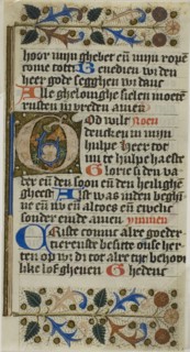 Illuminated Initial G from a Prayerbook, 15th century, Dutch, Netherlands, Manuscript cutting in