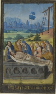 The Entombment (Stabat Mater Prayer), from a Book of Hours, c. 1480, circle of Jean Colombe, French
