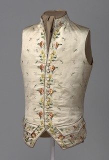 Waistcoat, 1775/1800, France, Silk, satin weave, embroidered with silk threads, embroidered fabric