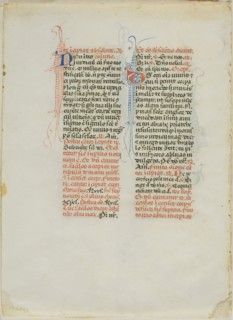 Illuminated Manuscript Leaf, c. 1450, Italian, Italy, Manuscript cutting with round gothic