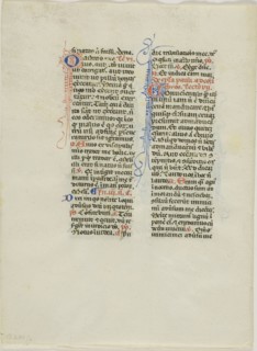Illuminated Manuscript Leaf, c. 1450, Italian, Italy, Manuscript cutting with round gothic
