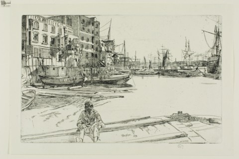 Eagle Wharf, 1859, James McNeill Whistler, American, 1834-1903, United States, Etching with foul