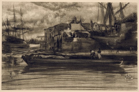 Limehouse, 1878, James McNeill Whistler, American, 1834-1903, United States, Lithotint in black ink