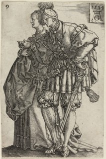 Dancing Couple, plate nine from The Large Wedding-Dancers, 1538, Heinrich Aldegrever, German,