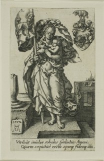 Compassion, from the Virtues, 1552, Heinrich Aldegrever, German, 1502-c.1560, Germany, Engraving in