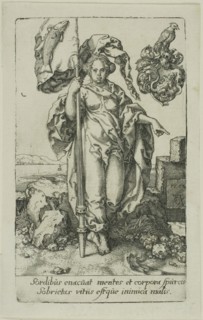 Temperance, from the Virtues, 1552, Heinrich Aldegrever, German, 1502-c.1560, Germany, Engraving in
