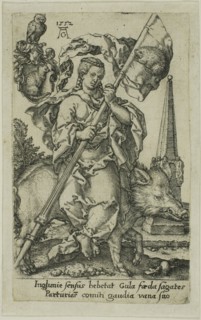 Gluttony, from the Vices, 1552, Heinrich Aldegrever, German, 1502-c.1560, Germany, Engraving in