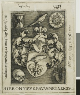 Bookplate of Hieronymous Baumgärtner, 1522/40, Barthel Beham, German, 1502-1540, Germany, Engraving
