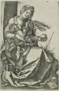 The Virgin with the Pear, 1520, Sebald Beham, German, 1500-1550, Germany, Engraving in black on