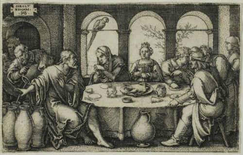 The Wedding at Canaan, n.d., Sebald Beham, German, 1500-1550, Germany, Engraving in black on ivory