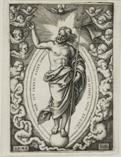 Christ on the Globe, 1546, Sebald Beham, German, 1500-1550, Germany, Engraving in black on ivory